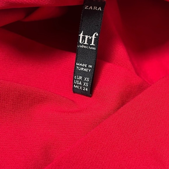 Zara V Neck Solid Red Wrap Mini Dress Short Sleeve Extra Small Sash Tie - Picture 9 of 10